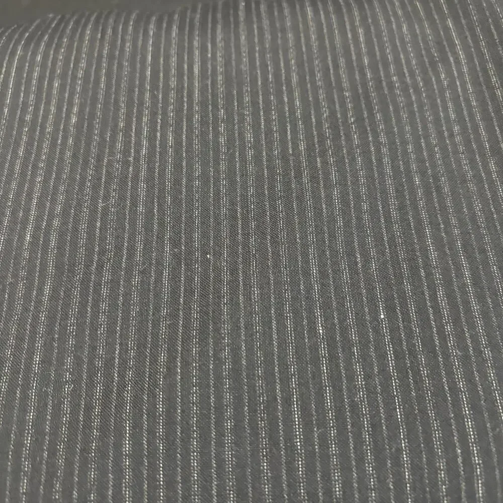 14 Yds English Superfine Wool Suiting Black Gray White Pinstripe Fabric 60